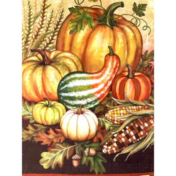 Fall Harvest Blessings Wall Hanging Banner - 32" x 15.5" - Pumpkins Corn Acorns - Picture 2 of 9